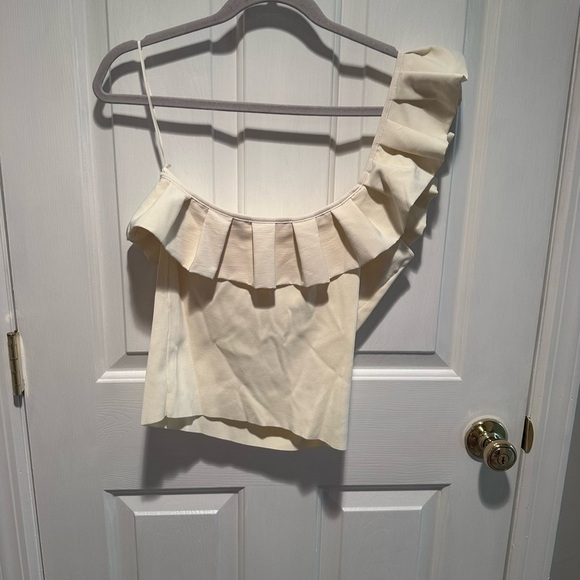 Zara Off the Shoulder White/Cream Top - Size Large - Picture 4 of 6